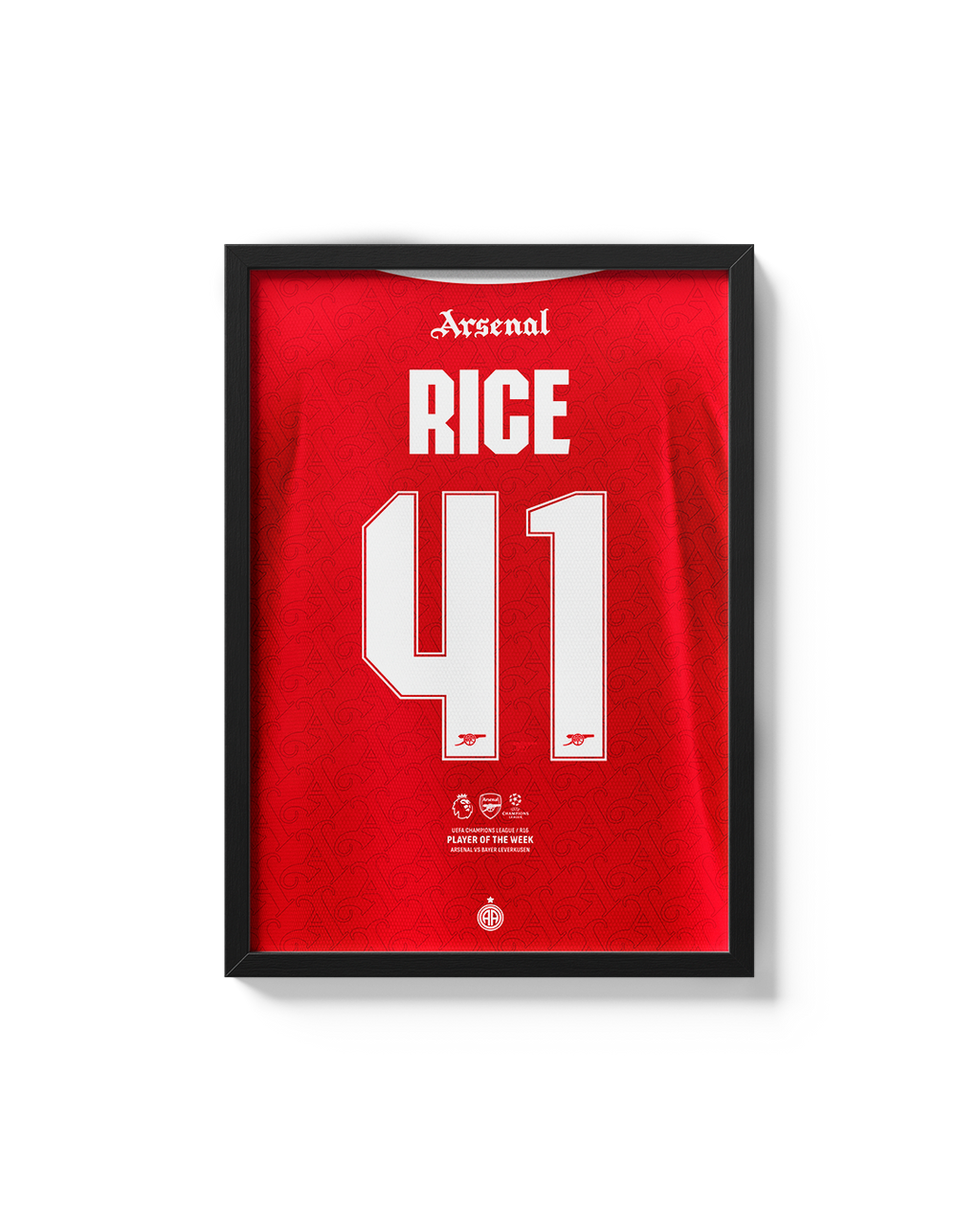 Cuadro decorativo de Arsenal dorsal 41 declan rice premier league uefa champions league