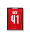 Cuadro decorativo de Arsenal dorsal 41 declan rice premier league uefa champions league