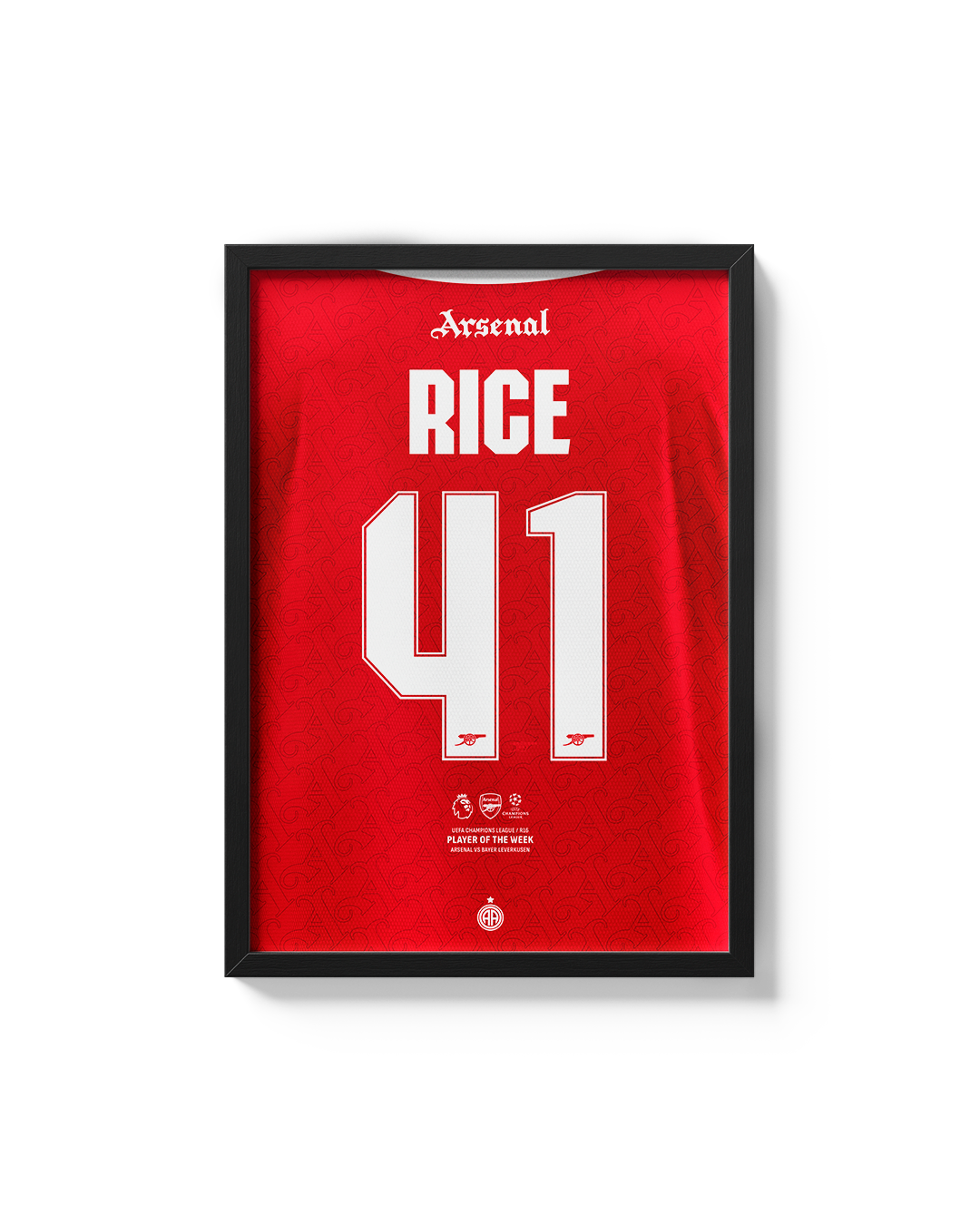 Cuadro decorativo de Arsenal dorsal 41 declan rice premier league uefa champions league