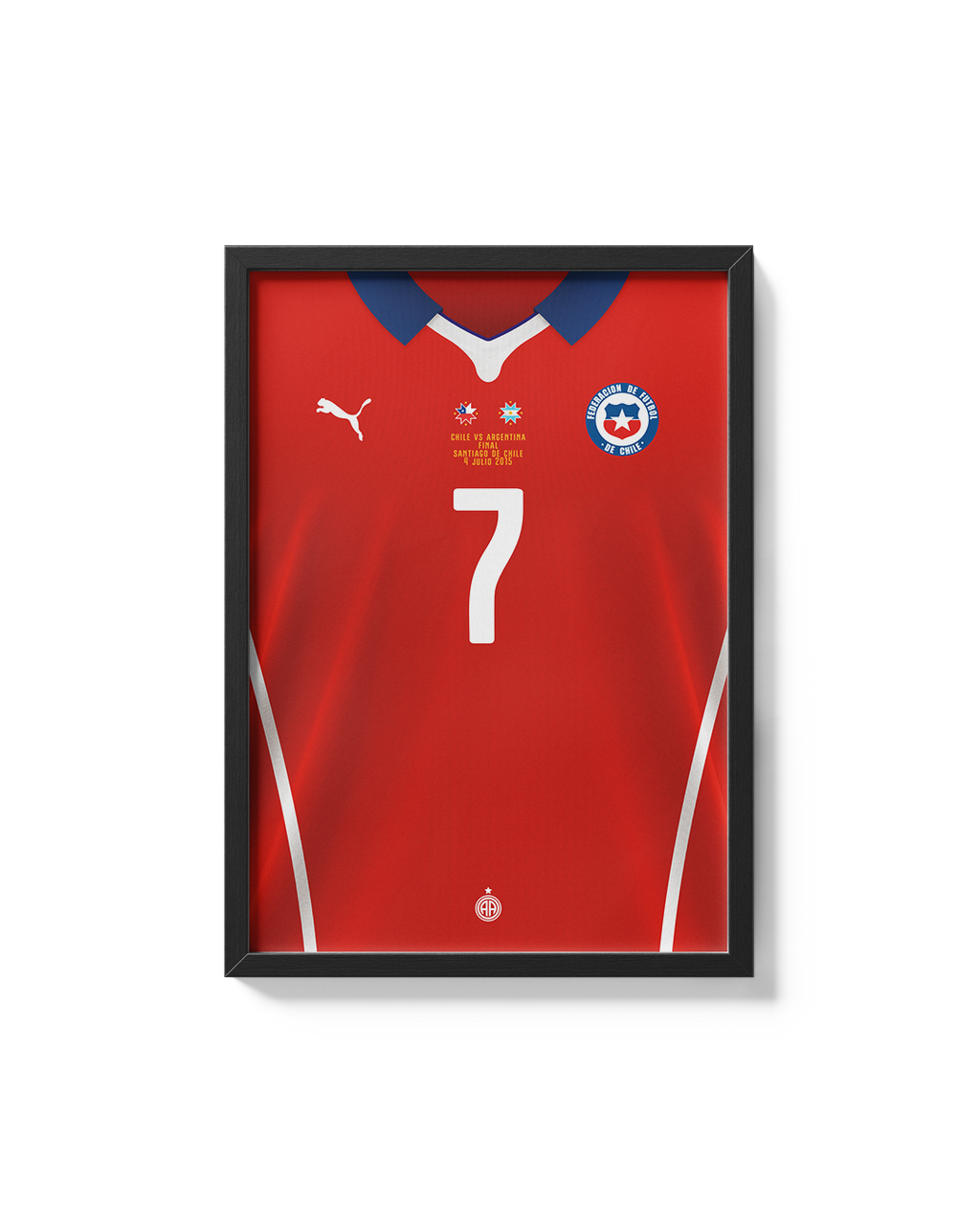 Cuadro Chile 2015 camiseta Copa América histórica decoración futbolera