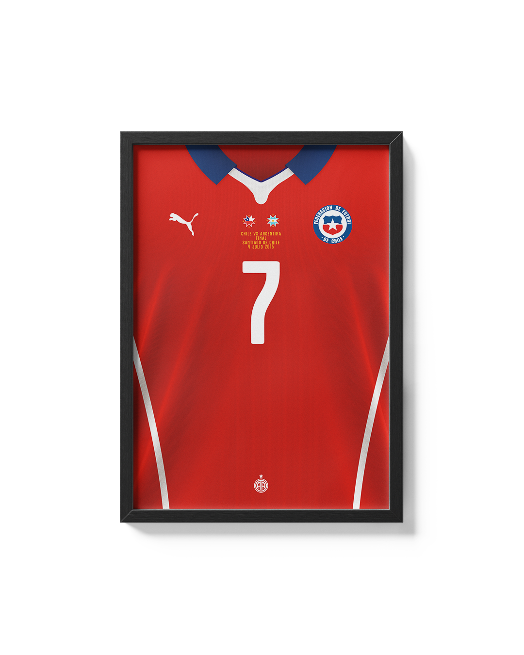 Cuadro Chile 2015 camiseta Copa América histórica decoración futbolera