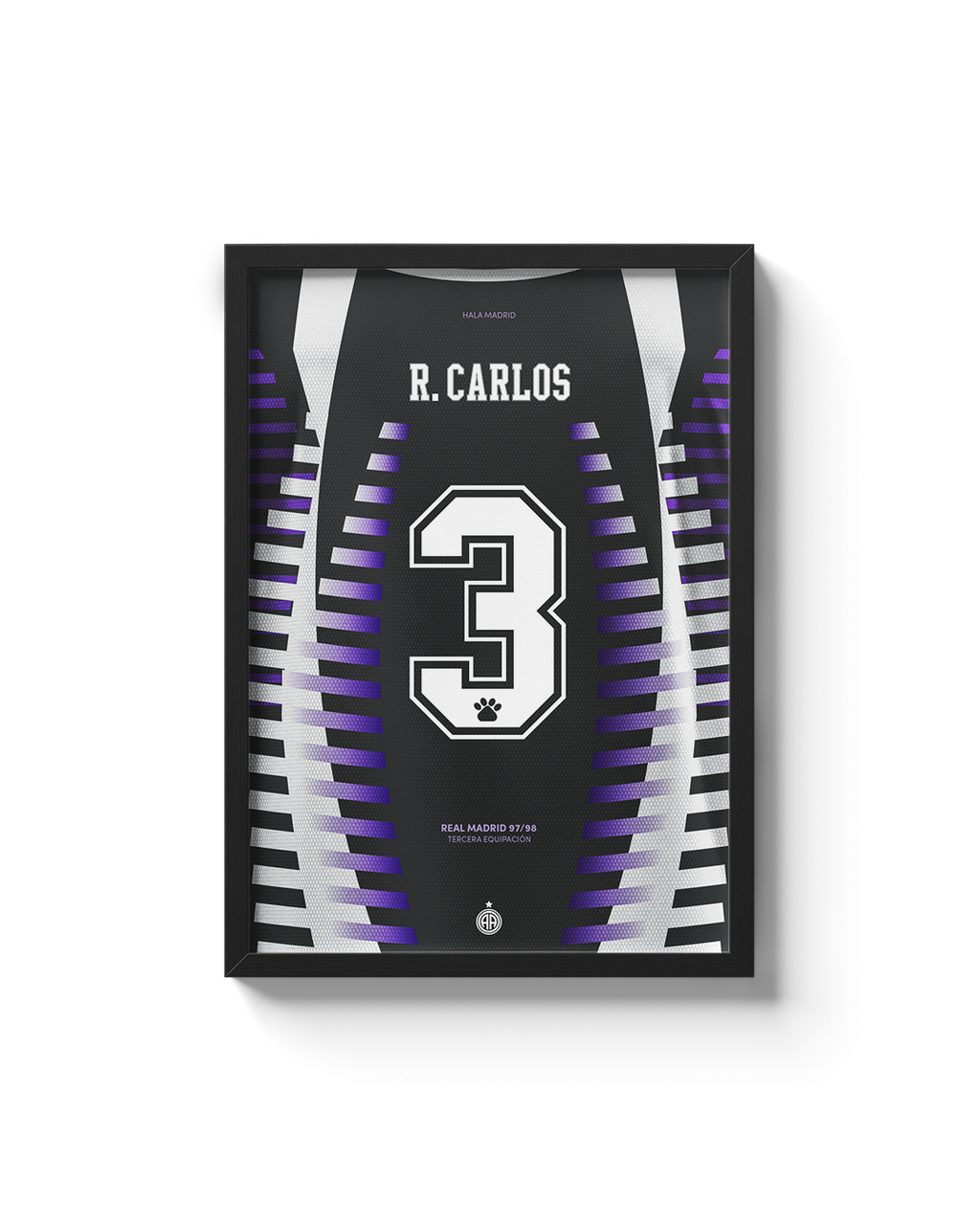 Cuadro Roberto Carlos Real Madrid 1997 1998 camiseta fútbol decoración