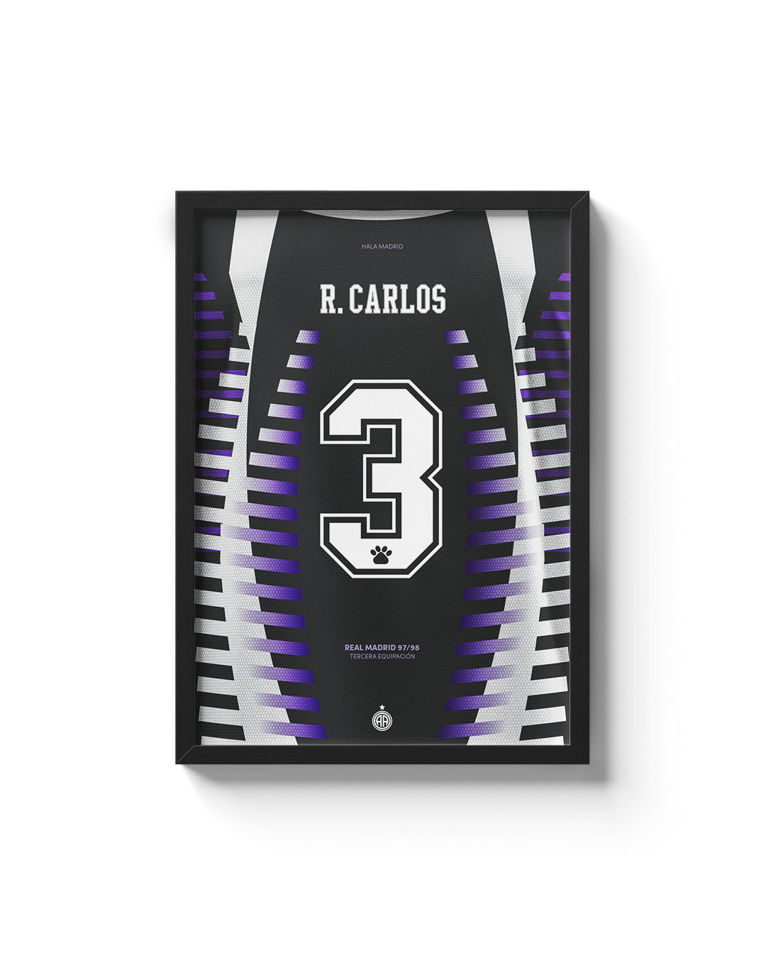 Cuadro Roberto Carlos Real Madrid 1997 1998 camiseta fútbol decoración