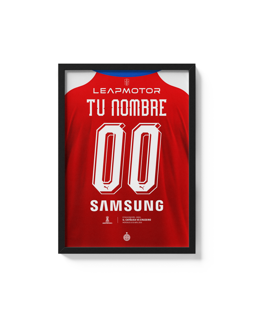 Cuadro Universidad Católica Libertadores 2026 camiseta personalizable arquero decoración