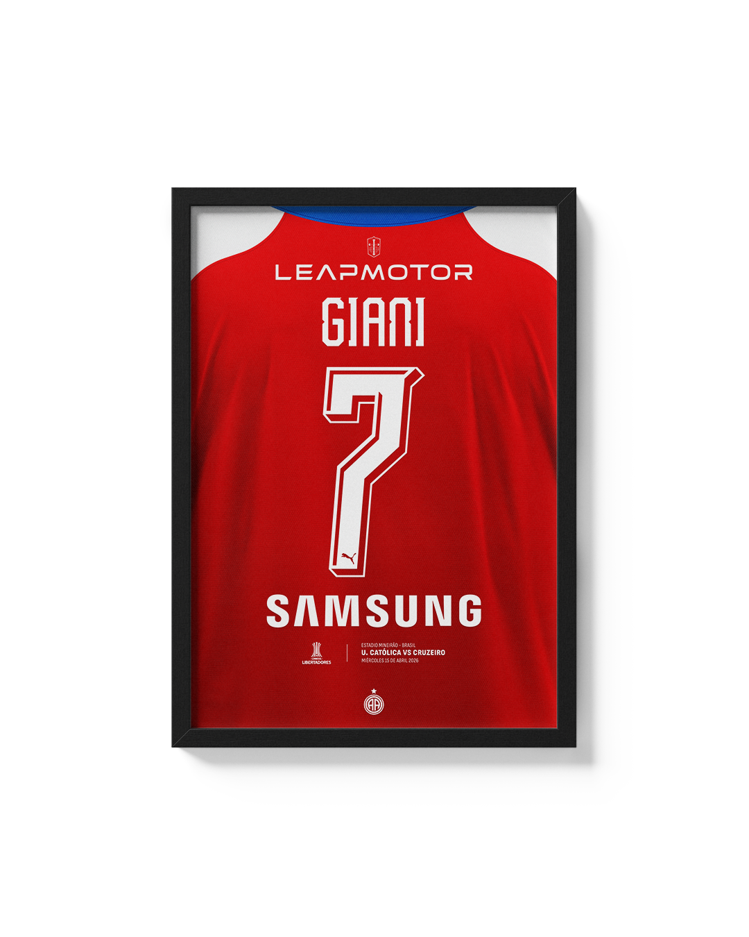 Cuadro Universidad Católica Libertadores 2026 camiseta giani decoración