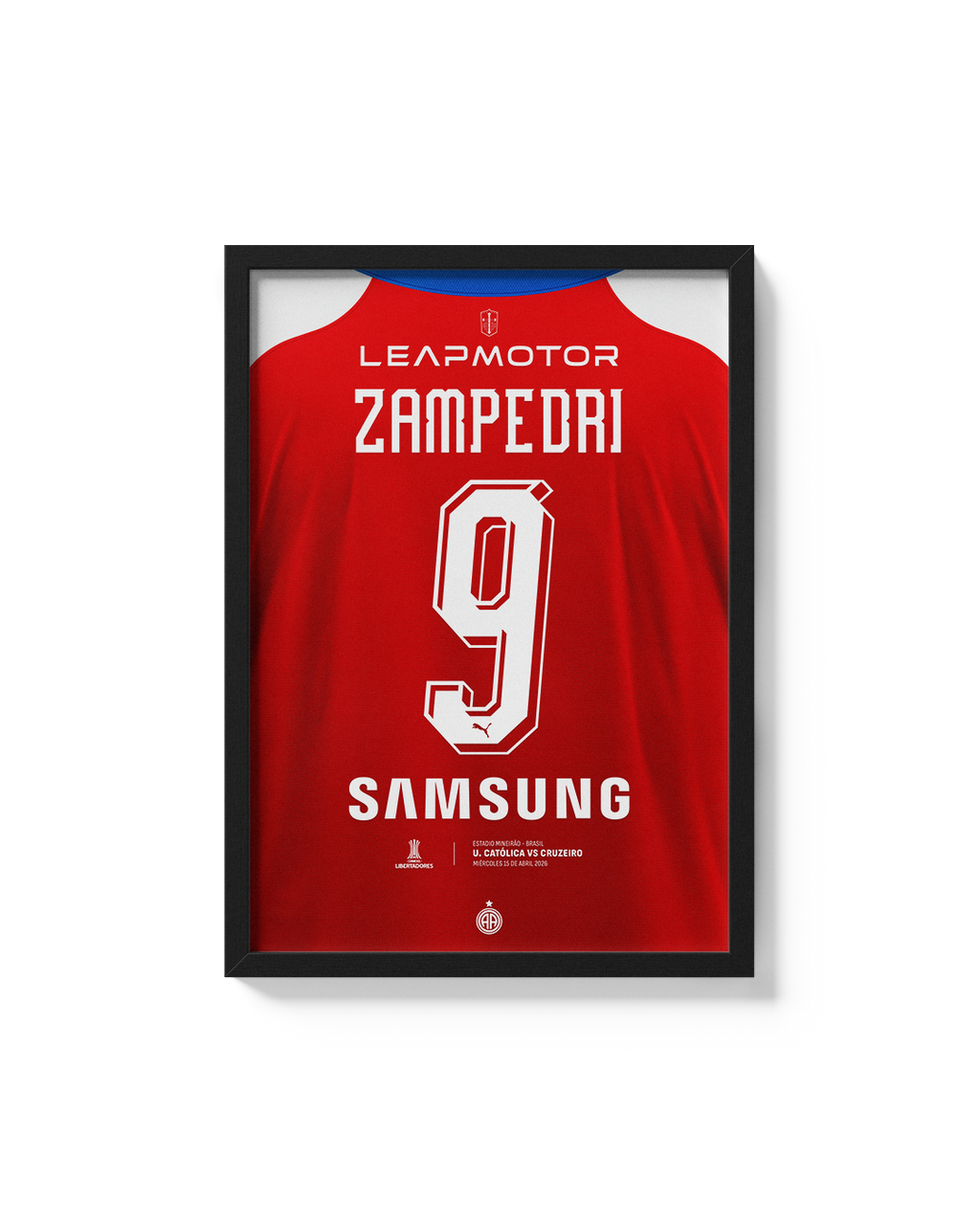 Cuadro Universidad Católica Libertadores 2026 camiseta personalizable zampedri decoración