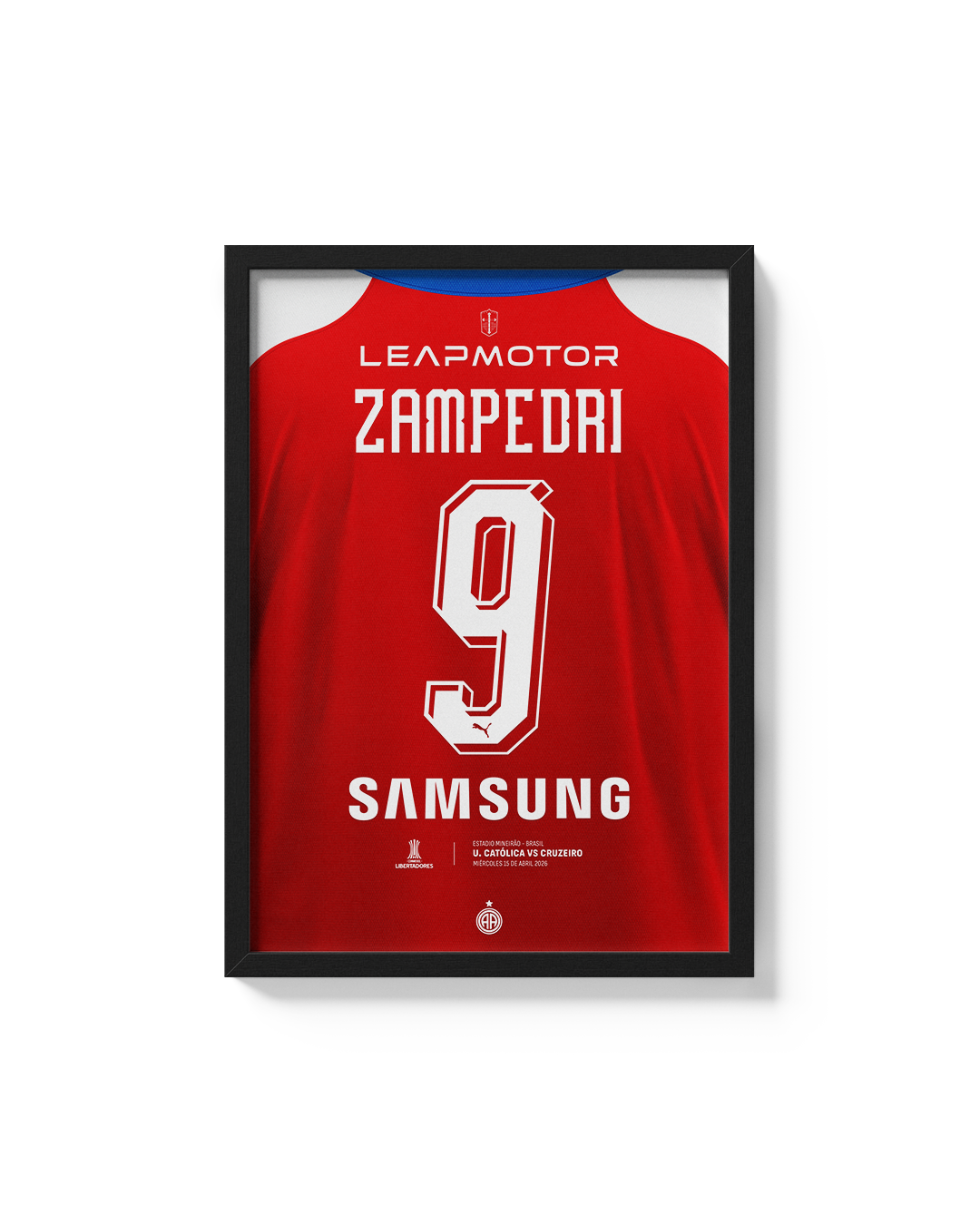 Cuadro Universidad Católica Libertadores 2026 camiseta personalizable zampedri decoración