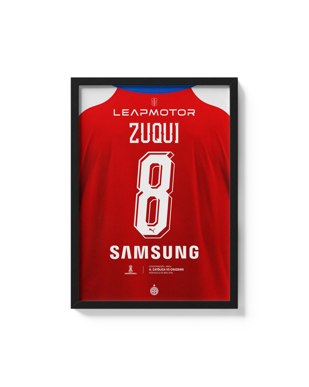 Cuadro Universidad Católica Libertadores 2026 camiseta personalizable zuqui decoración