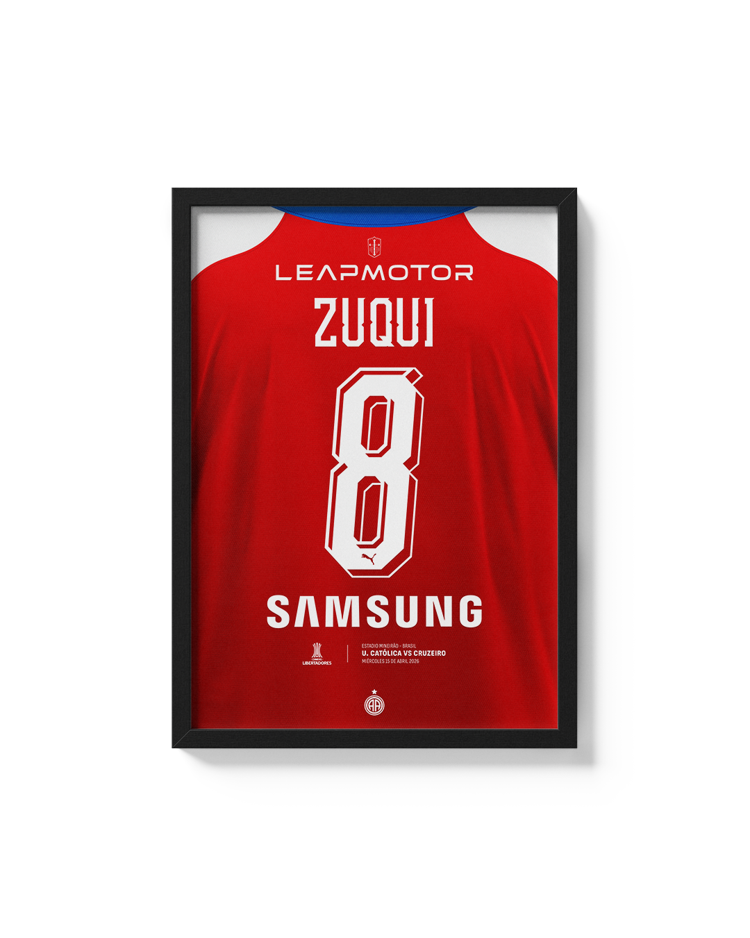 Cuadro Universidad Católica Libertadores 2026 camiseta personalizable zuqui decoración