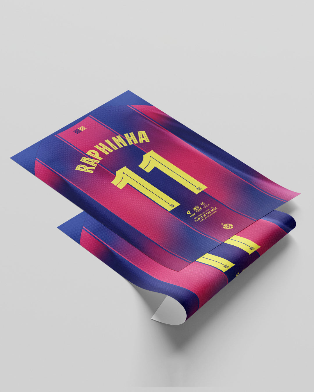 Lámina Raphinha 11 FC Barcelona MVP Champions League decoración fútbol