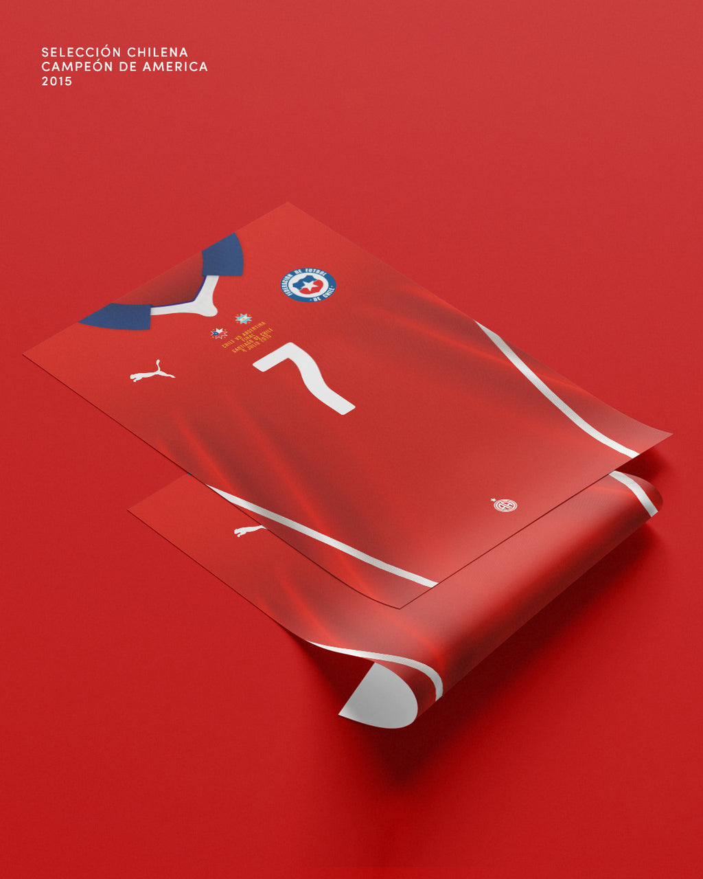 póster Cuadro Chile 2015 camiseta Copa América histórica decoración futbolera